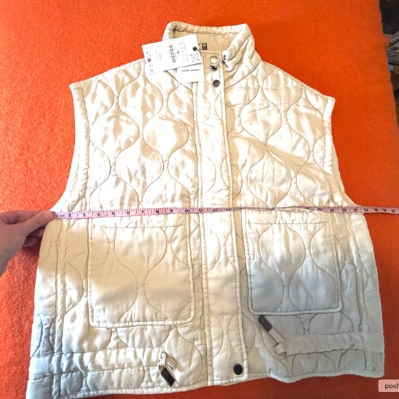 Zara oversized ecru off white lyocell and cotton quilted puffer vest NWT - Picture 10 of 13